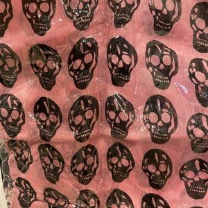 Pink & Black Skull Print Pashmina Scarf New